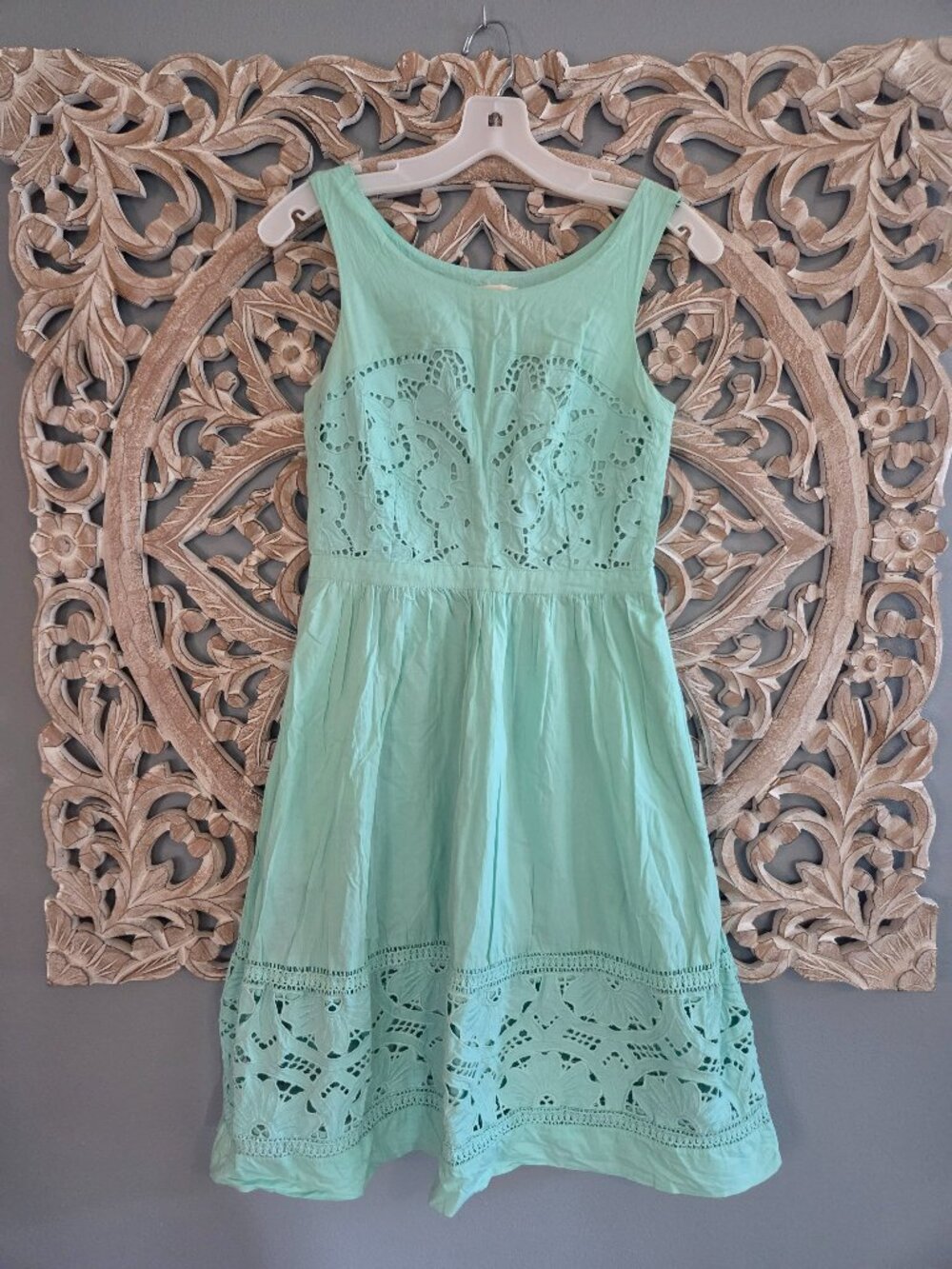 Anthropologie Meadow Rue BottleGreen Dress Lace Size 0